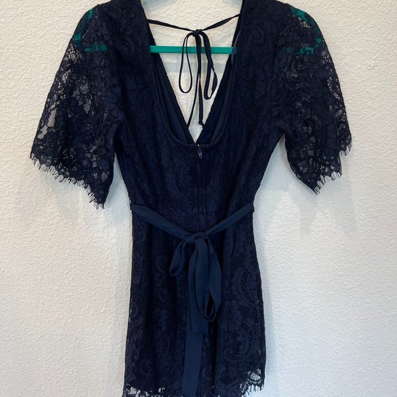 Blue Lace Romper, Size Medium - Picture 3 of 7